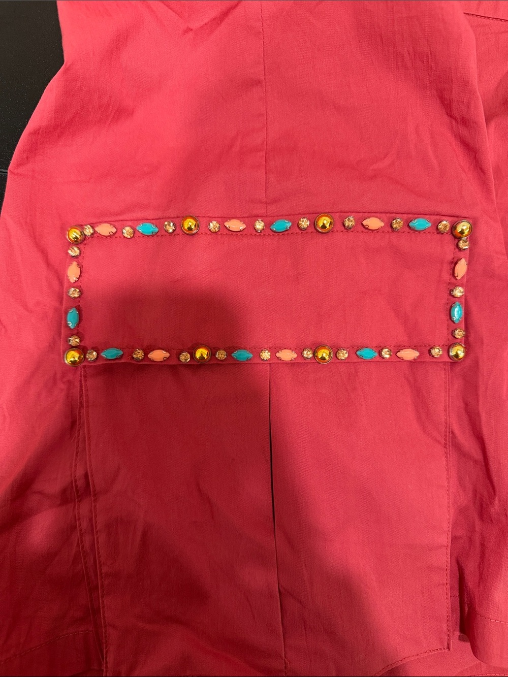 Women’s Pink Cargo Shorts with Bead Trim - Picture 3 of 7